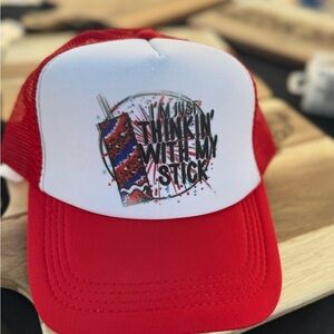 Red and White Graphic Trucker Hat